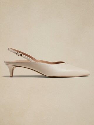 Vegan Leather Slingback Kitten Heel Sandal | Banana Republic Factory
