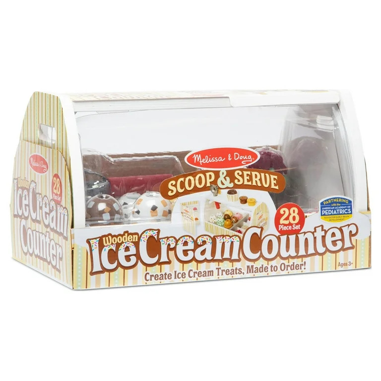 Melissa & Doug Wooden Scoop and Serve Ice Cream Counter (28 pcs) - Play Food and Accessories | Walmart (US)