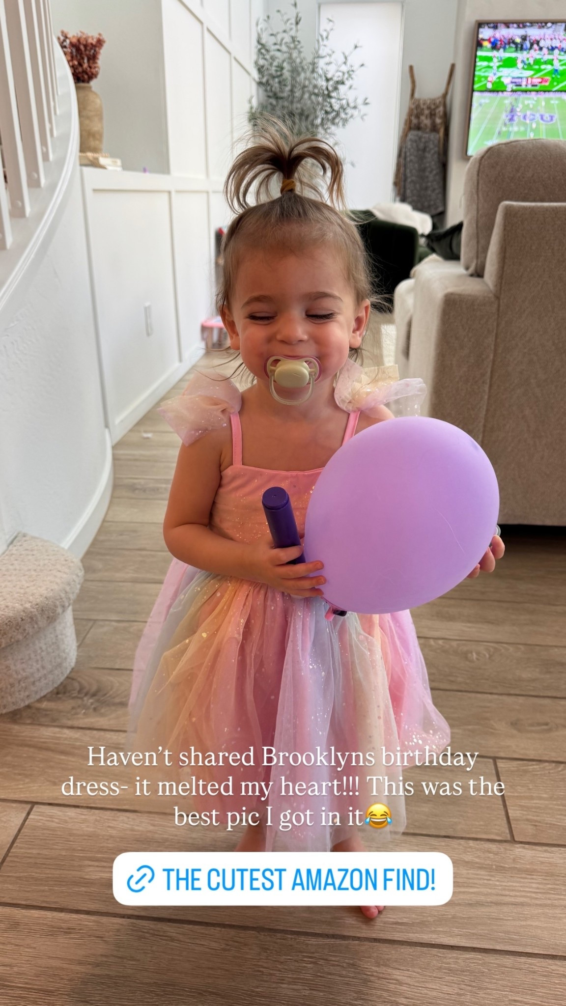 Haven’t shared Brooklyns birthday dress- it melted my heart!!! This was the best pic I got in it😂