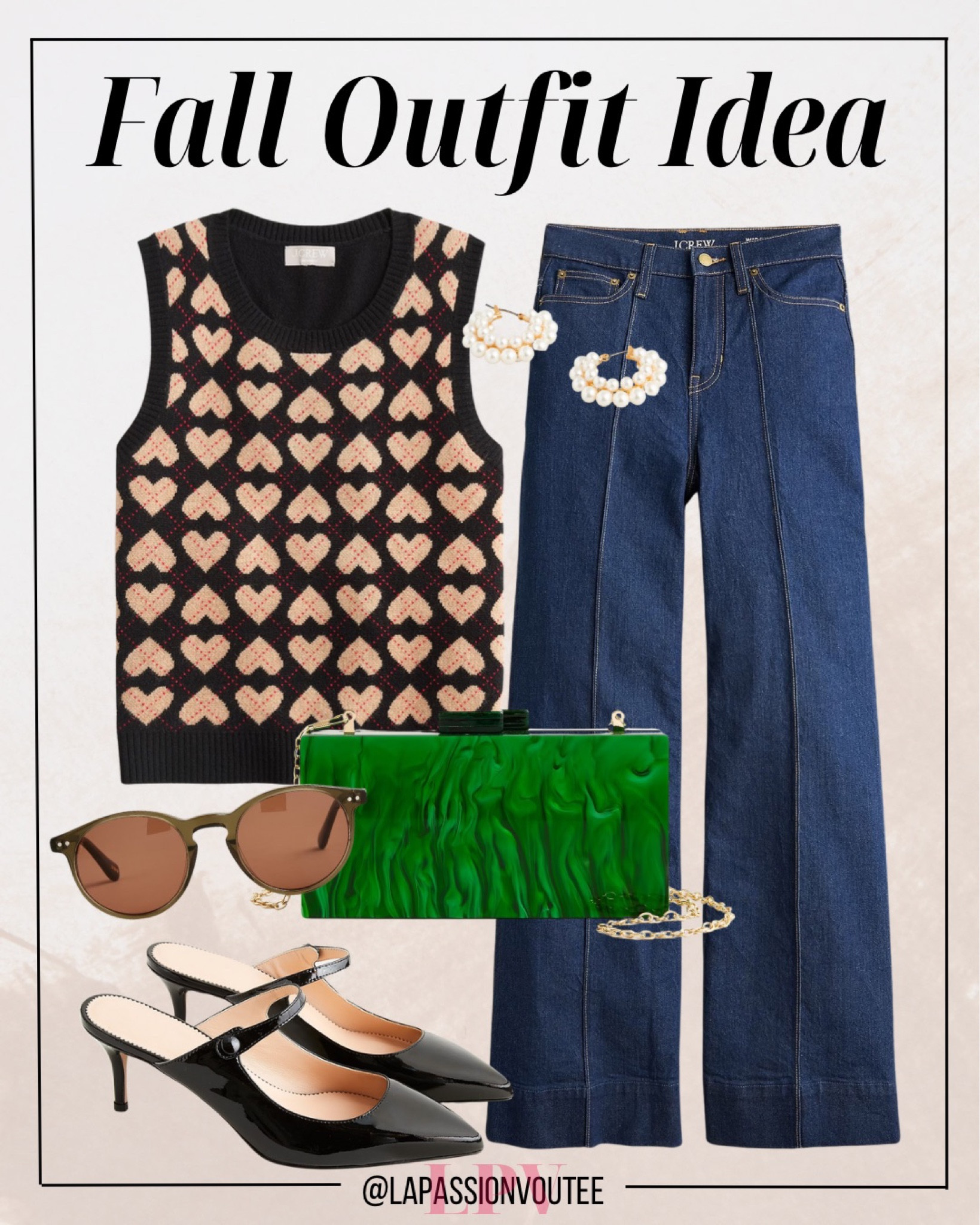 Cozy meets cool with this argyle heart sleeveless sweater, pair flawlessly with denim darling! Elevate the look with mules that speaks volumes, a clutch that carry style, and shades that keep it shady! Autumn vides, redefined in every stich and step 🍂✨

#LTKstyletip #LTKSeasonal #LTKworkwear