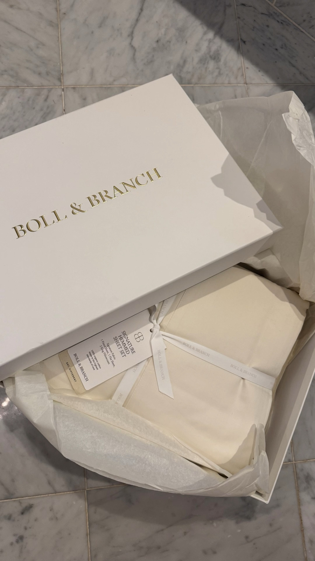 Got our Boll & Branch sheets in. I went with a cream and a sky gray color. They feel amazing! Can’t wait to get them washed and on the bed! 

#LTKHome