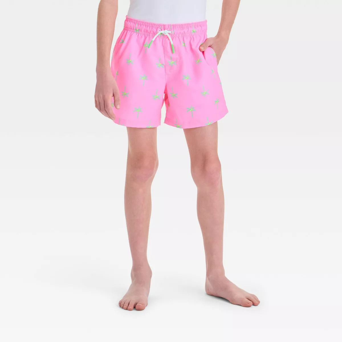 Boys' Tree Printed Swim Shorts - Cat & Jack™ Pink XS | Target