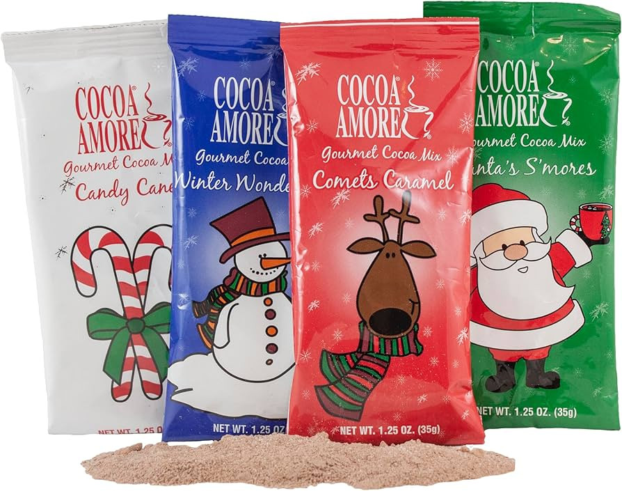 Cocoa Amore Holiday Christmas Cocoa Assortment Gourmet Cocoa 48 Single Serve 1.25 oz Packets | Amazon (US)