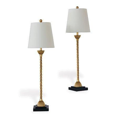 Set of Two Gold Buffet Lamps With Black Bases | The Well Appointed House, LLC