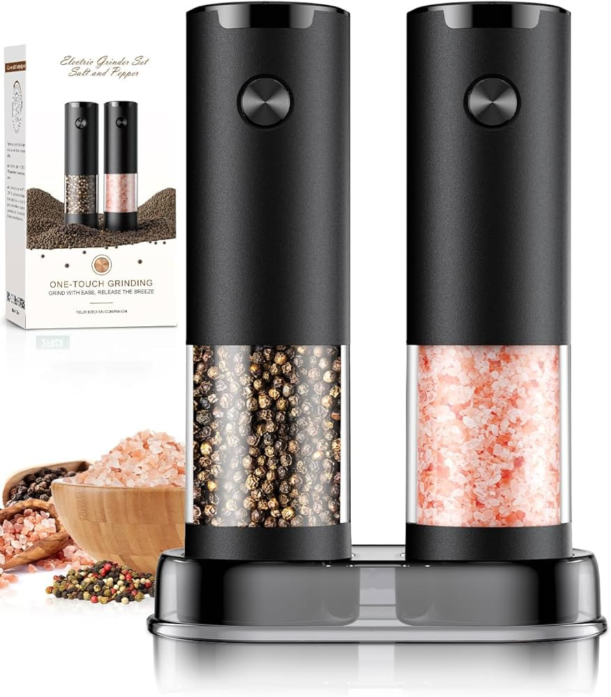 Electric Salt and Pepper Grinder Set Automatic Battery Pepper Mill Shakers Adjustable Coarseness ... | Amazon (US)