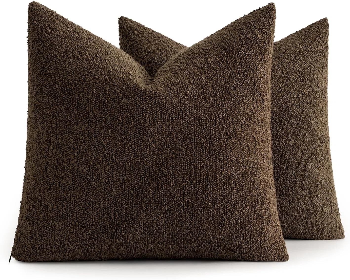 Set Of 2 Chocolate Throw Pillow Covers 20X20 Inch Decorative Couch Pillow Covers Textured Boucle ... | Wayfair North America