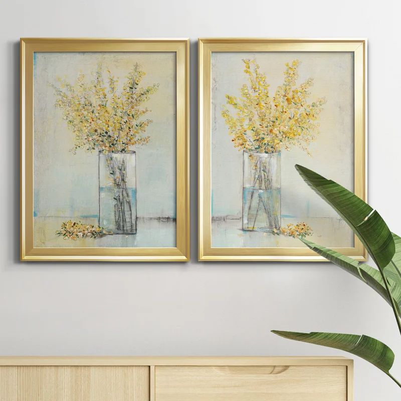 Yellow Spray in Vase I - 2 Piece Picture Frame Painting Set on Canvas | Wayfair North America