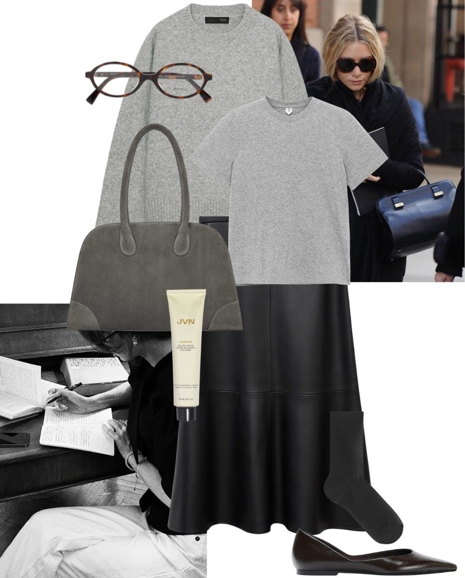 Leather skirt and grey t shirt outfit ideas for the office | leather skirt | work wear 

#LTKwinter #LTKautumn #LTKstyletip