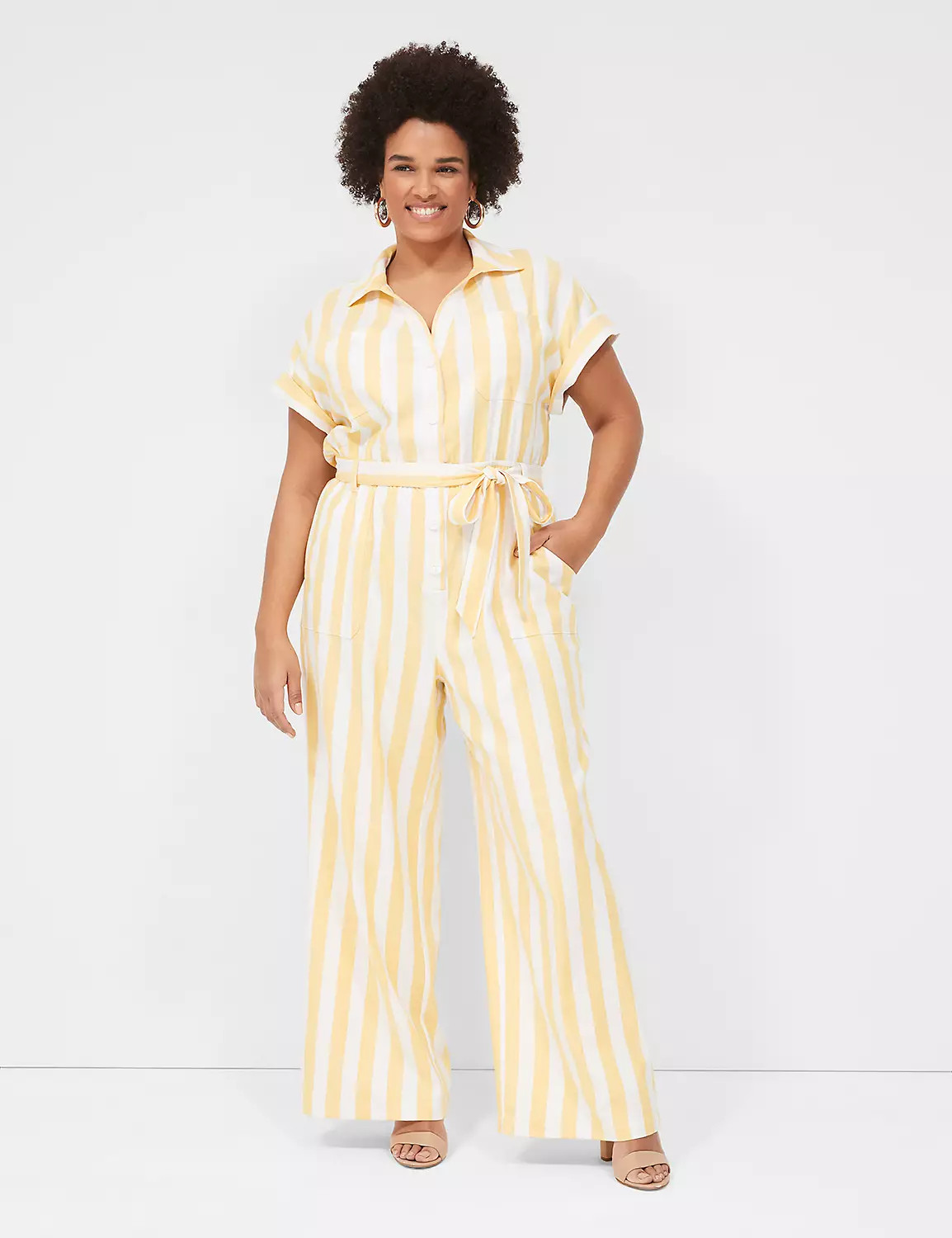 Cap-Sleeve Y-Neck Utility Jumpsuit | LaneBryant | Lane Bryant (US)