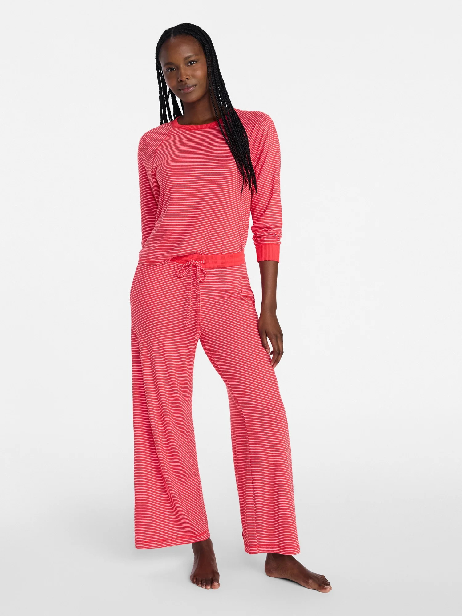 Joyspun Women's Cozy Lounge Collection Hacci Long Sleeve Top and Pants Pajama Set, 2-Piece, Sizes... | Walmart (US)