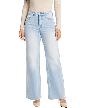 BlueMoment High Waisted Wide Leg Jeans for Women Stretchy Tummy Control Loose Denim Pants Plus Si... | Amazon (US)