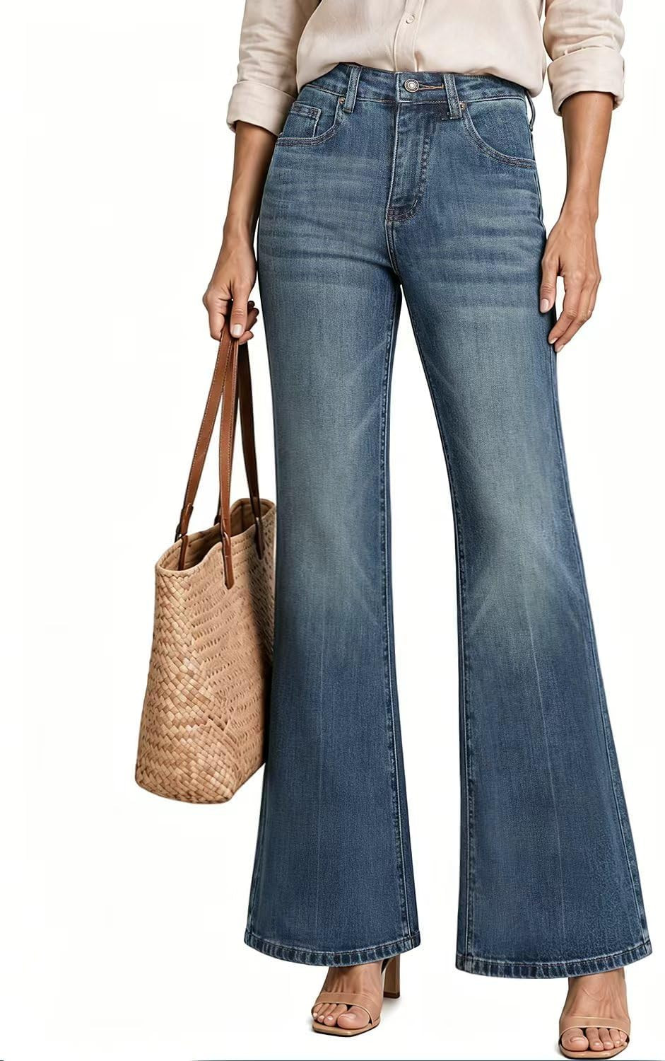 High Waisted Bell Bottom Jeans for Women Stretchy Flare Bootcut Pants | Amazon (US)