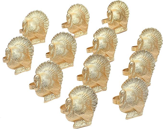 Turkey Bird Gold Napkin Ring Set of -12 for Dinner Parties, Weddings Receptions, Family Gathering... | Amazon (US)