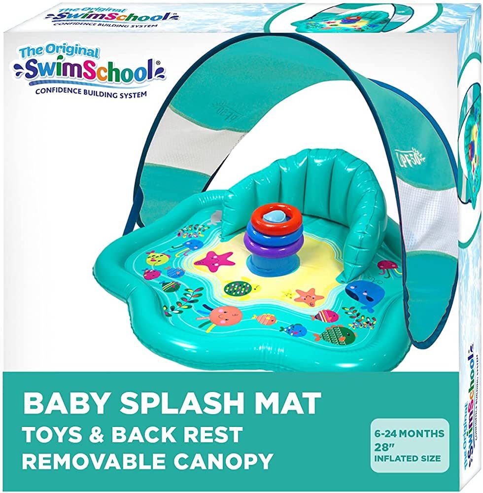 SwimSchool Baby Splash Play Mat with Adjustable Canopy – Inflatable Play Pool for Babies & Infa... | Amazon (US)
