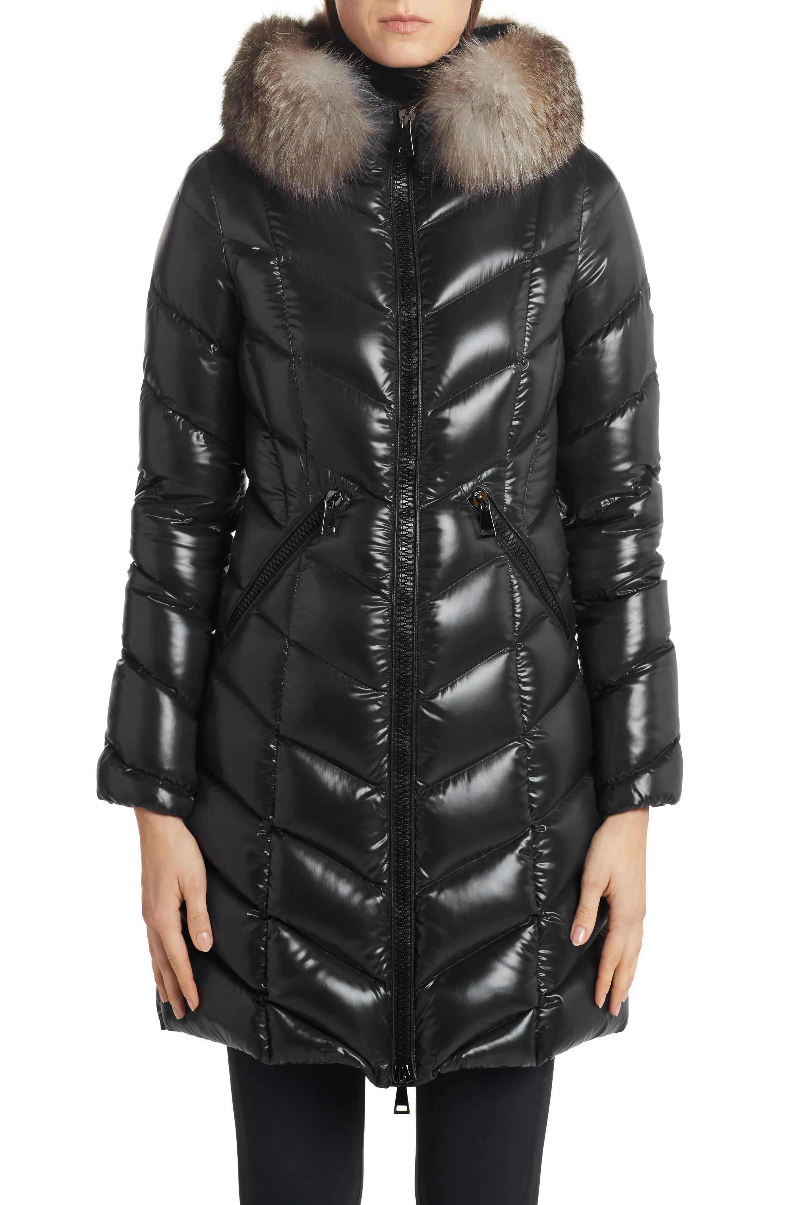Women's Moncler Fulmarus Quilted Down Puffer Coat With Removable Genuine Fox Fur Trim, Size 0 - Blac | Nordstrom