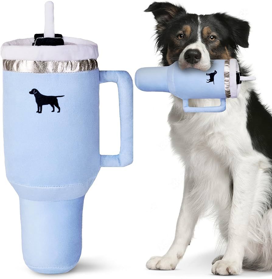 Pup Cup Tumbler Plush Dog Toy Cute, Funny, Squeaky Parody Gift (Chambray Blue) | Amazon (US)