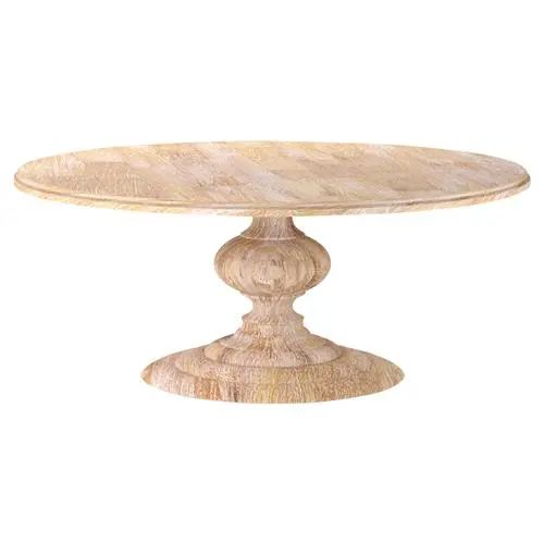 Frida French Country White Wash Mango Wood Round Dining Table - 76"W | Kathy Kuo Home