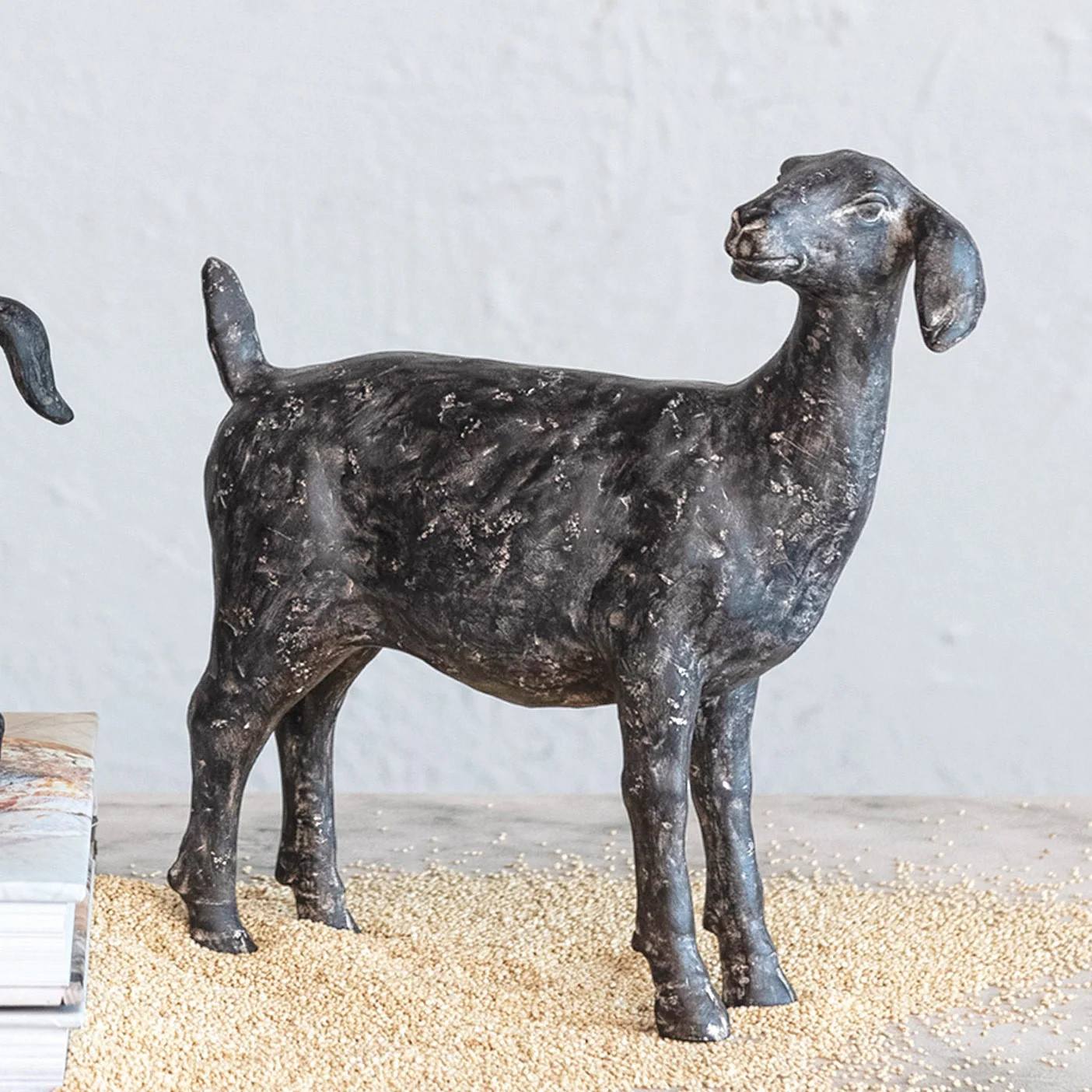 Resin Goat Accent Decor with Cast Iron Finish | Overstock