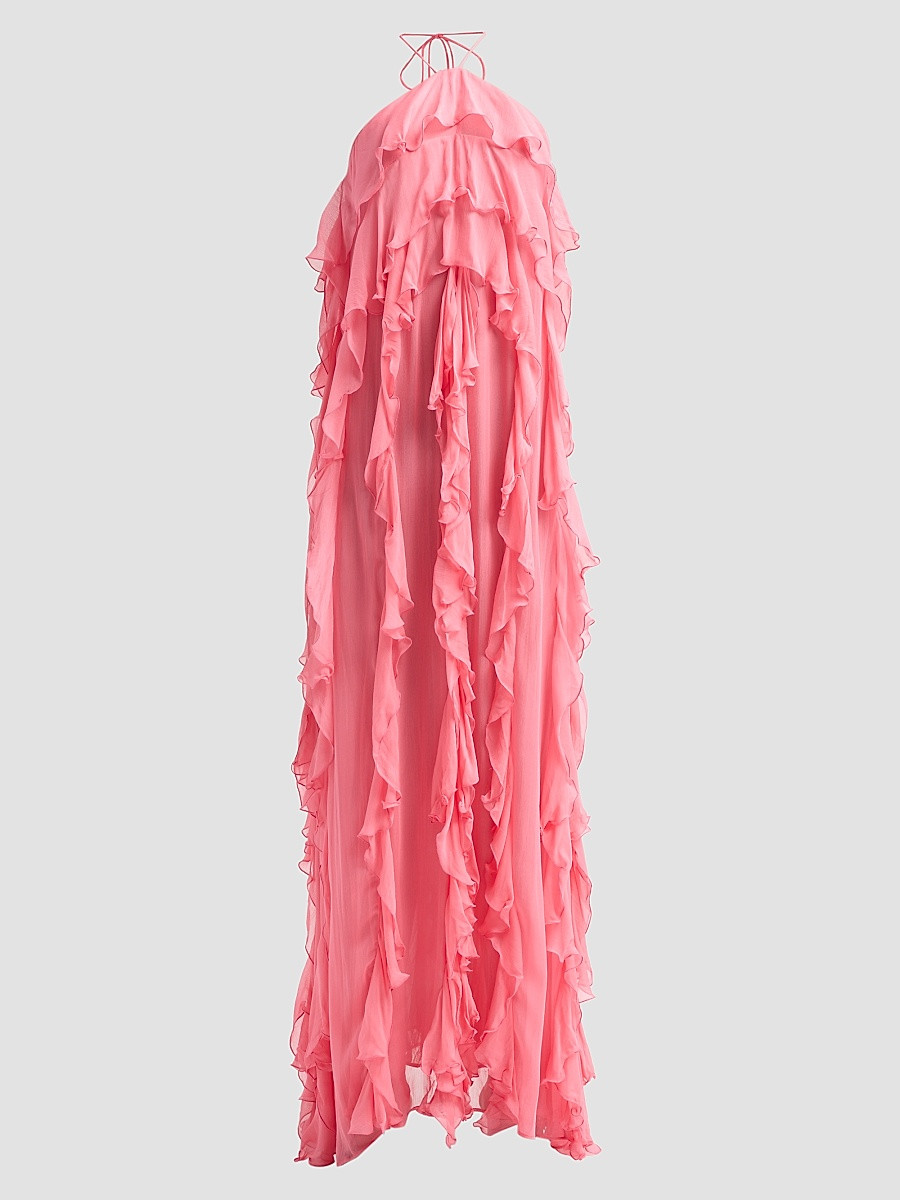 Women's Liora Ruffled Halter Dress - Coral - Size Small | Saks Fifth Avenue