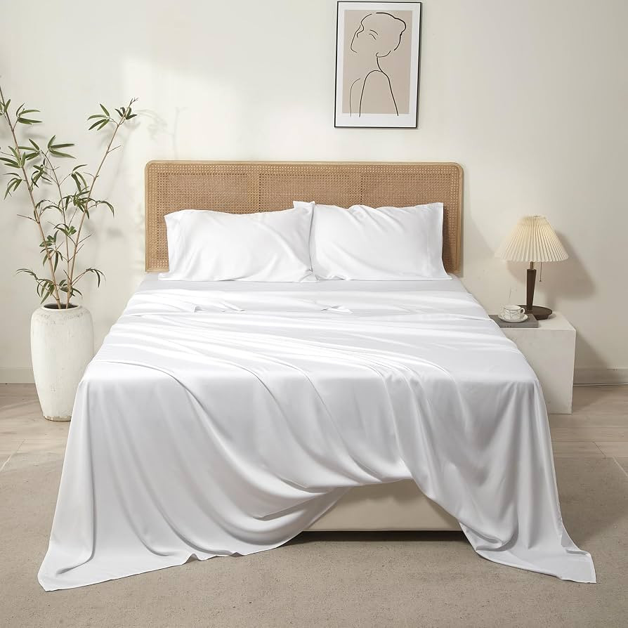King Sheets Set 100% Viscose Derived from Bamboo, 4-Piece Luxury Bedding Sheet & Pillowcase Sets,... | Amazon (US)