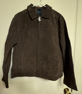 Vtg Coffee Brown Suede Leather Faded Glory Jacket Full Zip M RN52469 NEW w/Tags | eBay US
