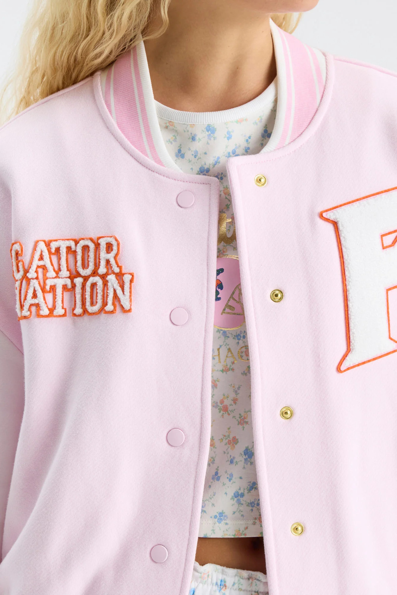 Collegiate Varsity Jacket WISCONSIN PINK / M | LoveShackFancy