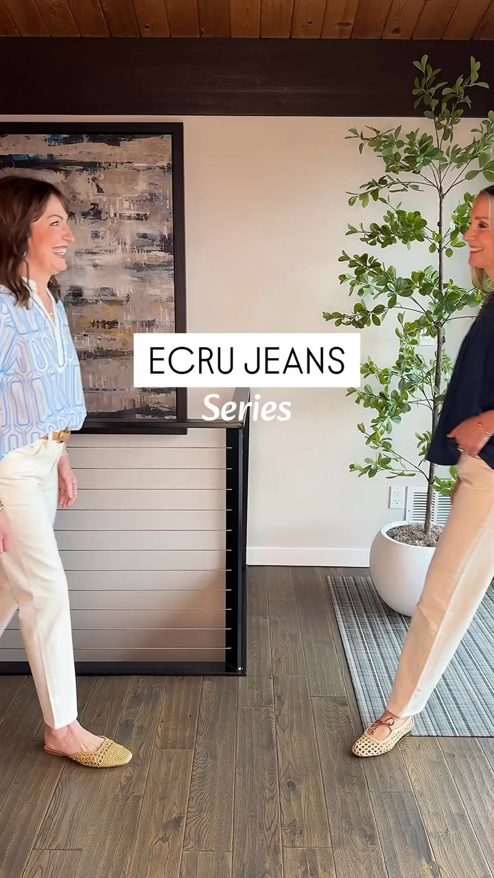 Comment SHOP for outfit links! // Ecru jeans are so fresh for spring!🌸 These are our favorite STRAIGHT leg styles! 

We also linked our cute spring tops and shoes. We are both 5’6, small in tops and 26/27 in pants! 
HOW TO SHOP:🛍️
-Comment SHOP for outfit links sent to your DM. Direct link: https://liketk.it/62FII
-Click the link in our bio to shop on our LTK
-Watch our stories for links! 

#fashionover40 #over50style #everydaystyle #styletips #whattowear 
Ecru jeans, Madewell, straight leg jeans, Anthropologie, blue top, puff sleeve top, Sam Edelman, Levi’s