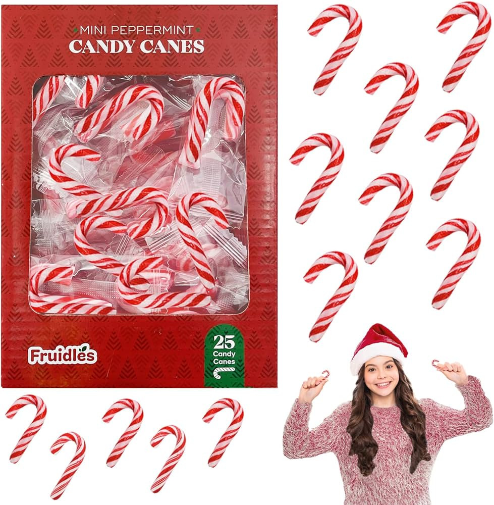 Christmas Candy Canes Mini's Suckers, Peppermint Flavor, Individually Wrapped, 2" Inch, Net WT 4.... | Amazon (US)