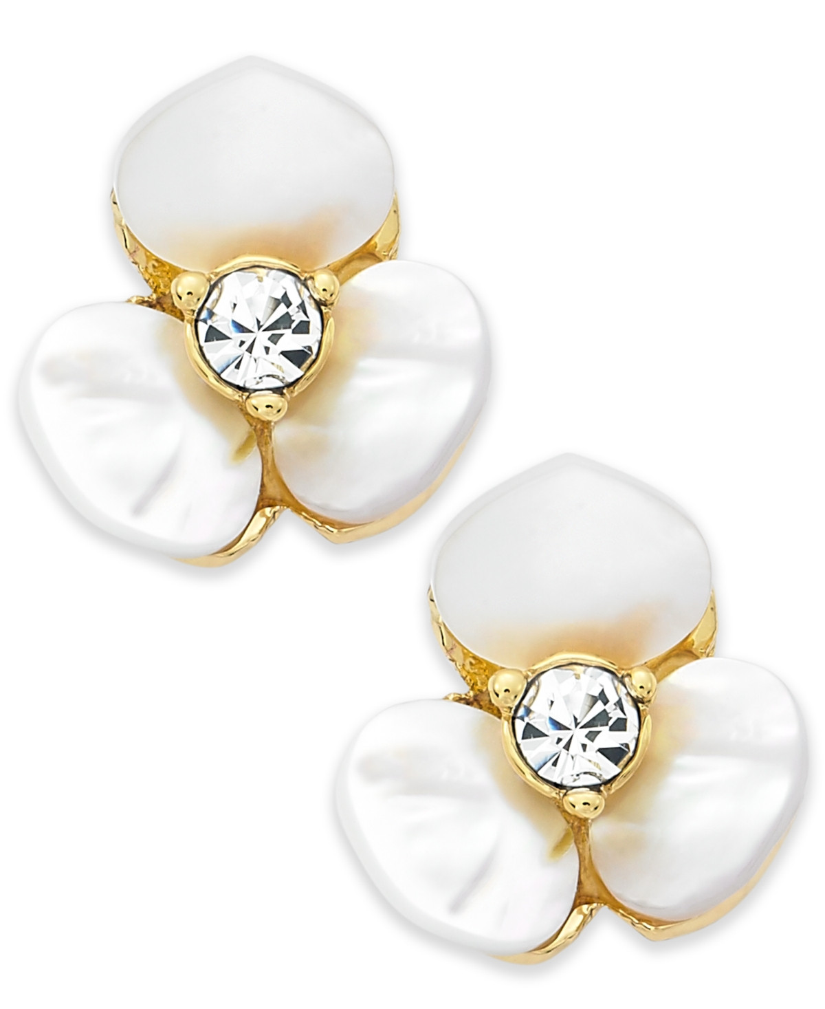 Kate Spade New York Earrings, Gold-Tone Cream Disco Pansy Flower Stud Earrings | Macy's