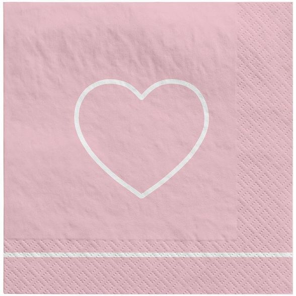 30ct Simple Heart Valentine's Day Lunch Napkin Light Pink - Spritz™ | Target