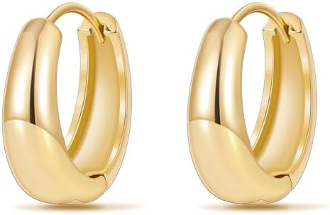 micuco Gold Hoop Earrings for Women, Gold Chunky Hollow Thick Hoops Earrings for Women | Amazon (US)