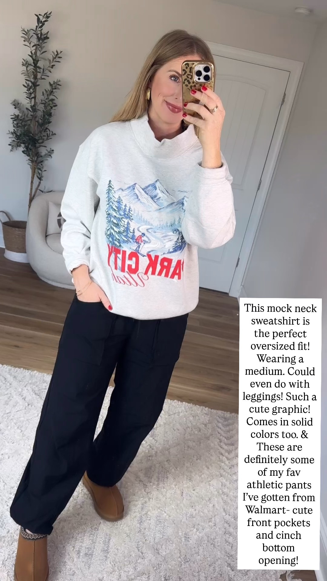 Walmart style, Walmart try on, mock neck sweatshirt, black sweat pants