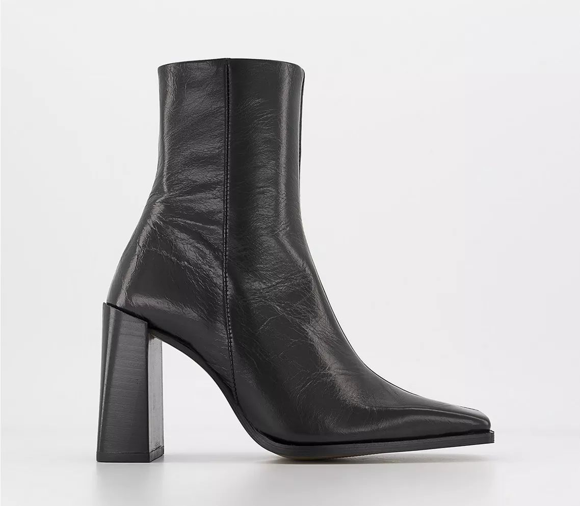 OFFICE
								Arlen Square Toe Ankle Boots
								Black Leather | OFFICE London (UK)