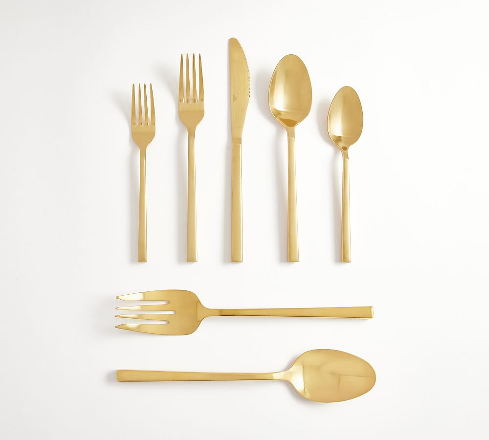 Luna Brushed Gold Flatware, 42-Piece Set | Pottery Barn (US)