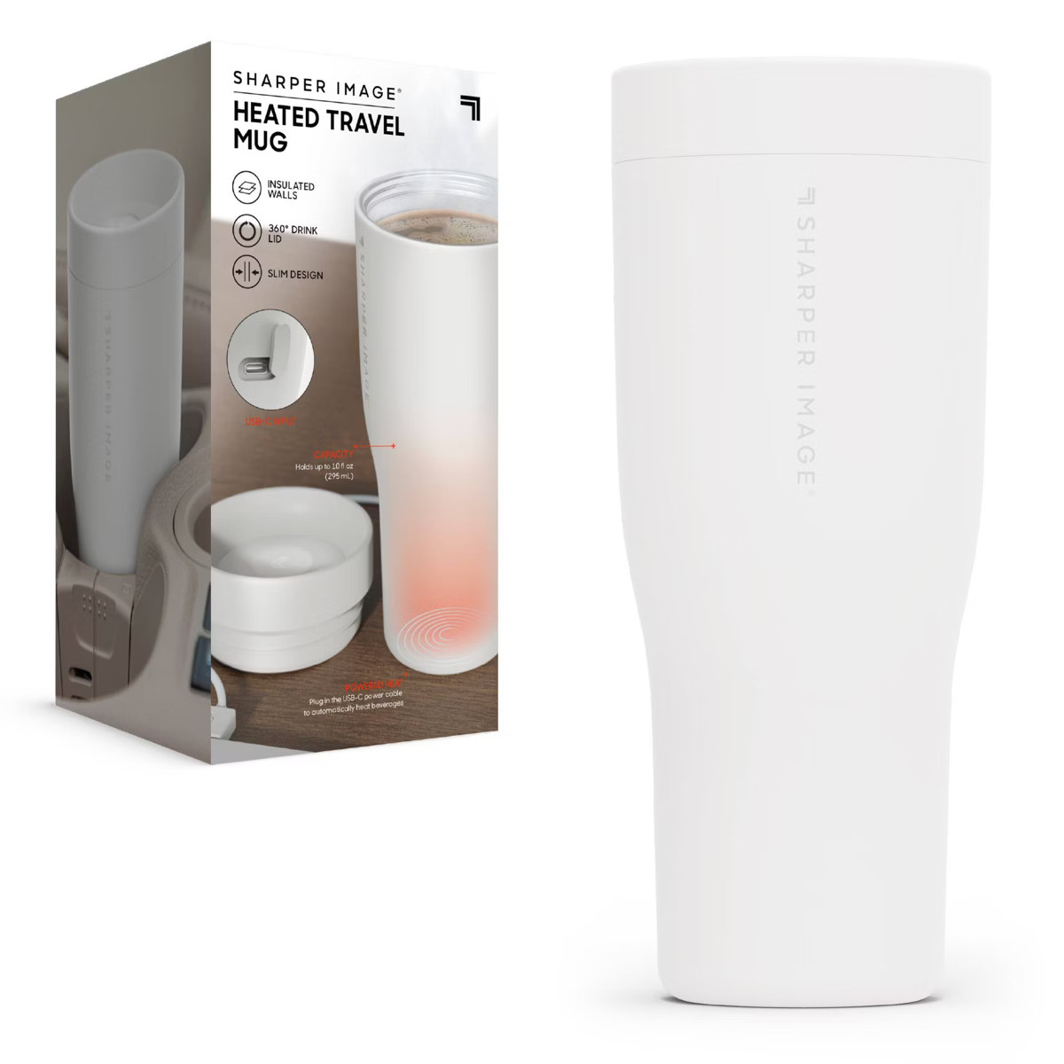 Sharper Image Heated Travel Mug White | Target