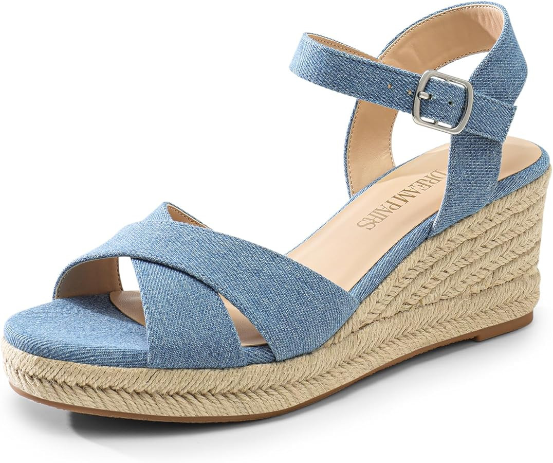 DREAM PAIRS Espadrille Dressy Wedge Sandals, Women's Platform Sandals Casual Summer, Comfortable ... | Amazon (US)