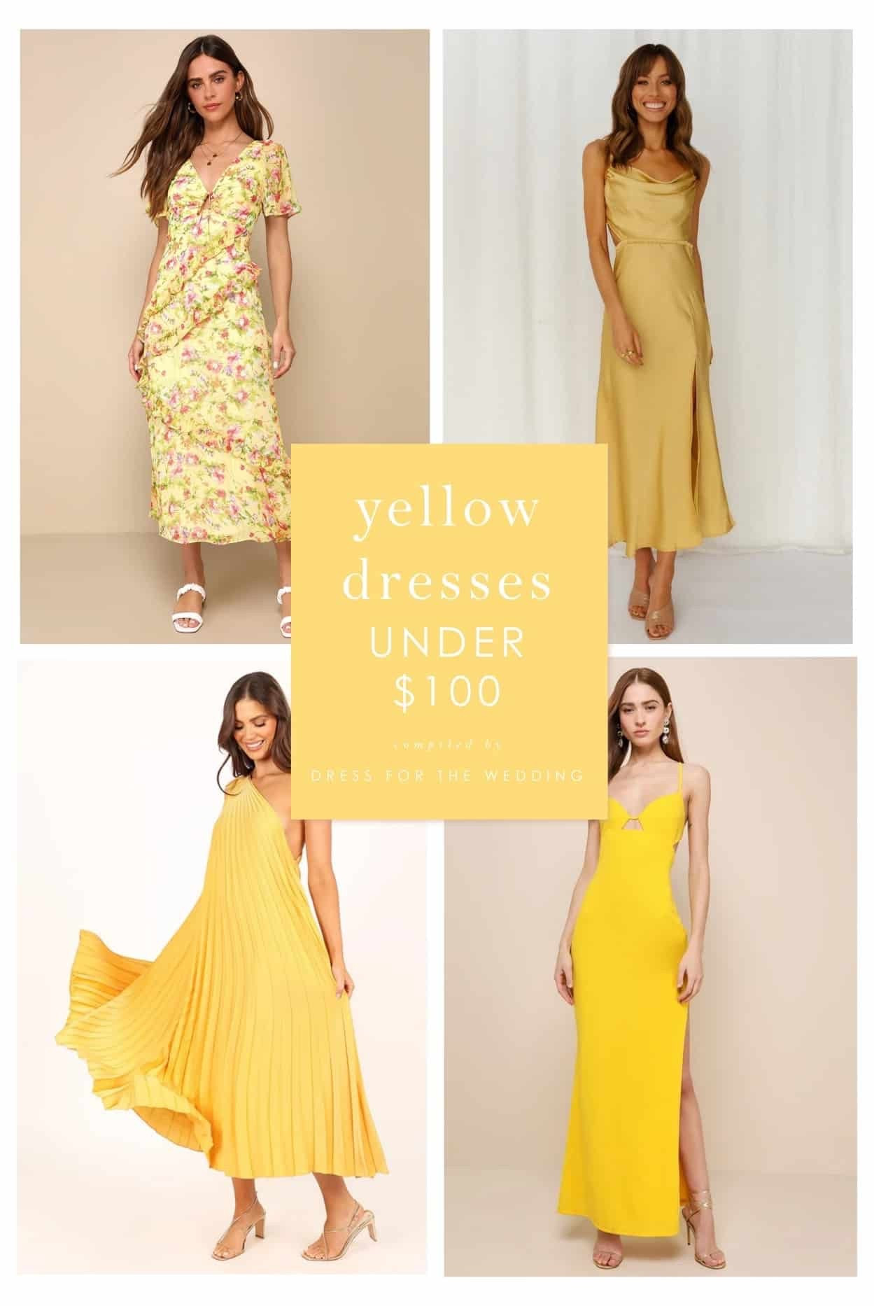 Yellow dresses under $100. Affordable yellow dress for a wedding. Yellow spring dresses. Wedding guest dress. 
Spring dress, Lulus dress, affordable dress, midi dress, maxi dress. Yellow bridesmaid dresses. 

#LTKSeasonal #LTKWedding #LTKootd