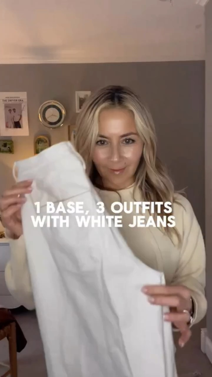 One pair of white jeans, three effortless outfits. 🤍

Styled three ways:
• Polished, but effortless
• Everyday monochromatic
• Casual chic with stripes

White jeans are one of my favorite timeless staples — versatile, classic, and easy to style.

Which look is your favorite? ✨

Outfit links are in my bio.
Follow for more classic, effortless style ideas.#fashionanyage #womenover50 #over50style #whitepants