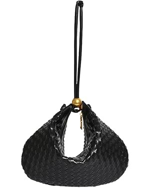 Women Woven Vegan Leather Hobo Bag Soft Underarm Bag Shoulder Bag Solid Color Dumpling Purse | Amazon (US)