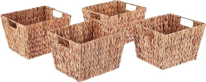 Trademark Innovations Hyacinth Storage Basket with Handles, Rectangular (Set of 4, 11.5") | Amazon (US)