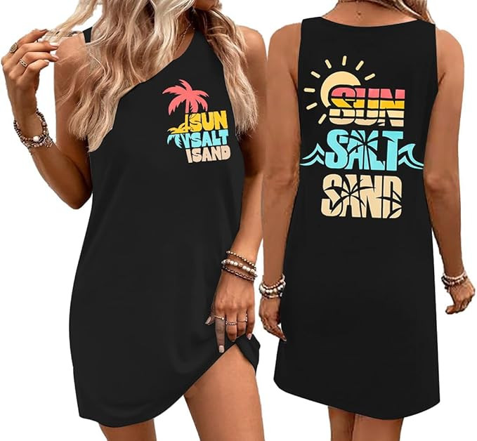 Summer Sundress for Women Graphic Mini Tank Dress Sleeveless Beach Dresses Short Casual Sun Dress... | Amazon (US)
