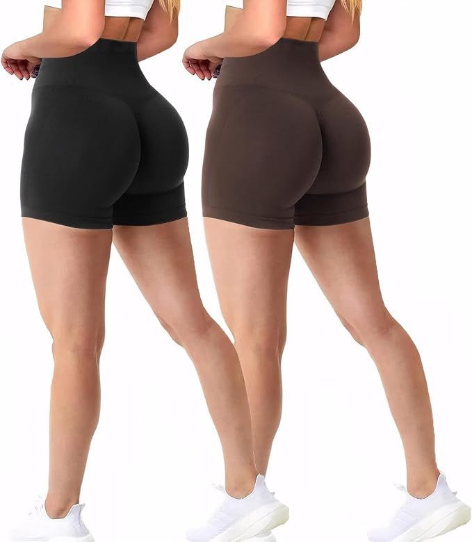 Womens Workout Gym Shorts Seamless High Waisted Scrunch Butt Stretch Booty Biker Running Yoga Sho... | Amazon (US)