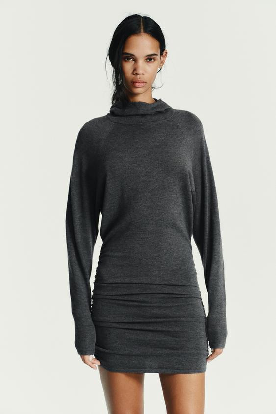 HOODIE KNIT MINI DRESS | Zara US