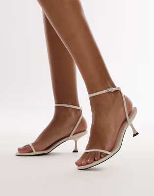 Topshop Irena barely there high heeled sandals in off white | ASOS (Global)