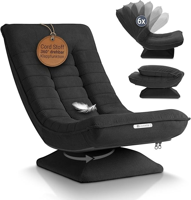 Juskys Relaxsessel Korsika Gemütlicher Cord Sessel, Grau
        Ergonomisch, 360° drehbar, kla... | Amazon (DE)