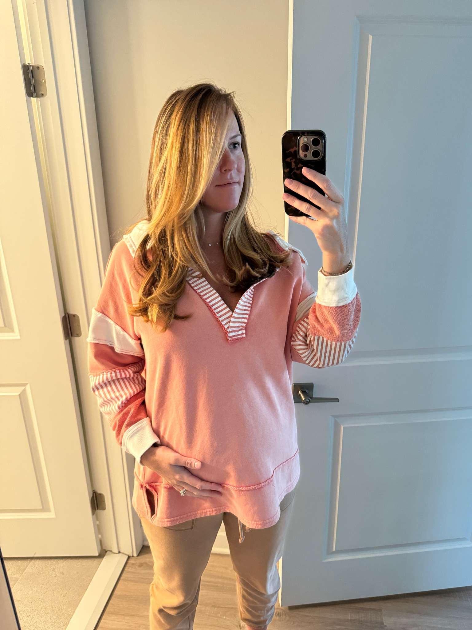 Maternity - free people oversized sweatshirt perfect for being pregnant - thinking post with breastfeeding because the top is very low and open and for upcoming beach days 

#LTKbaby #LTKbump #LTKSeasonal