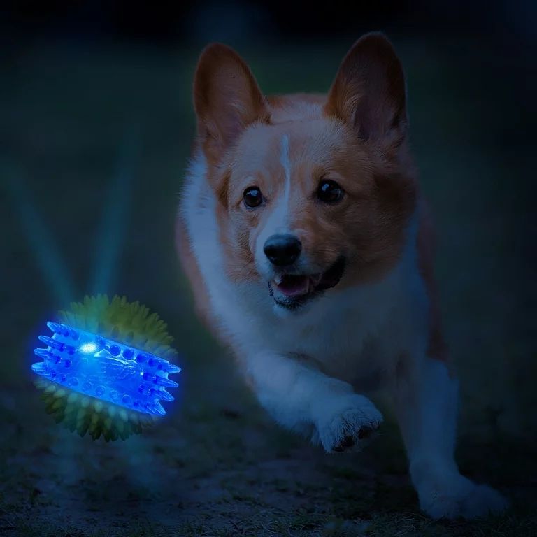 Nerf Dog LED Light Up Dental Spikes Squeak Ball Dog Toy, 2.7 inches | Walmart (US)