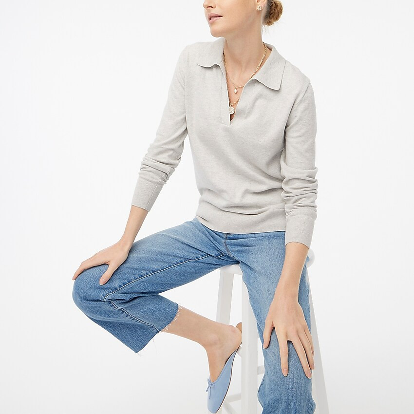 Cotton-cashmere polo sweater | J.Crew Factory