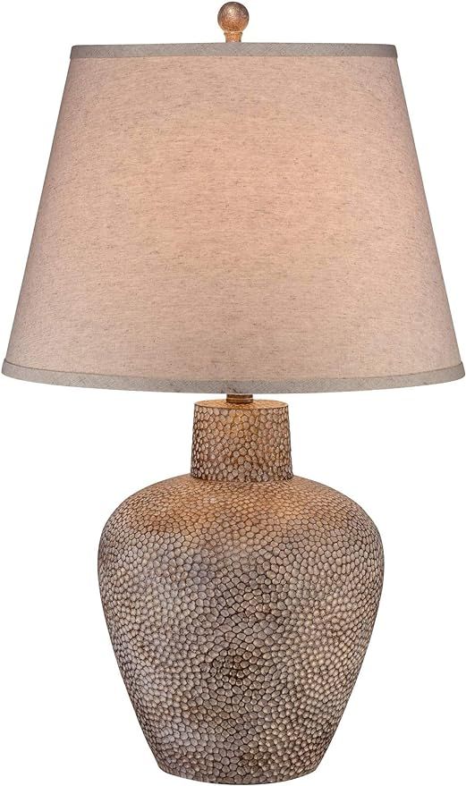 360 Lighting Bentley Rustic Farmhouse Table Lamp 29" Tall Brown Leaf Textured Hammered Pot Off Wh... | Amazon (US)