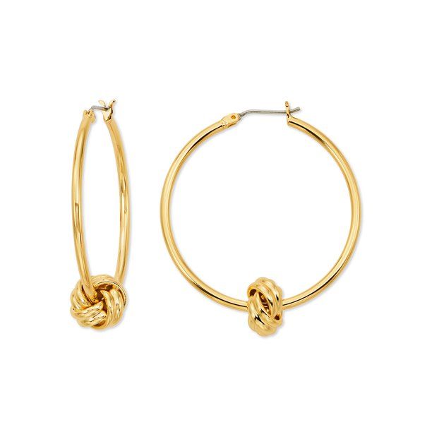 Scoop Brass Yellow Gold-Plated Love Knot Hoop Earrings | Walmart (US)